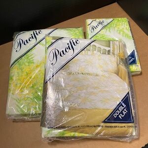 NEW! Vintage Pacific French Mimosa Sheets Garden Fantasy Floral Double Full Set